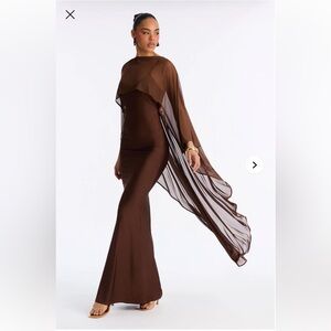 Brown Cape Dress Fashion Nova